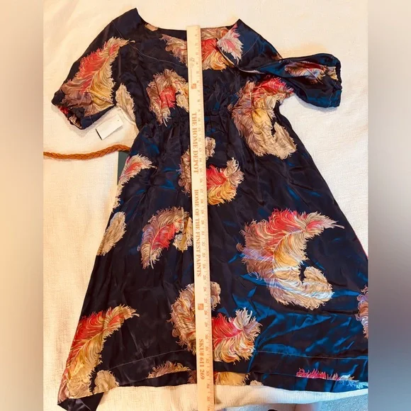 Schone Maternity Feather Blue Mini Dress w Orange Belt NEW Women’s Size L - Picture 10 of 10